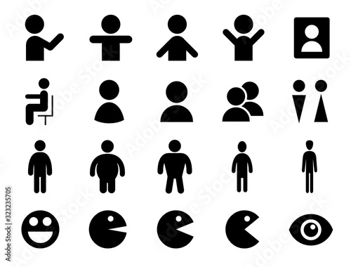 色々な人間の形のアイコンセット