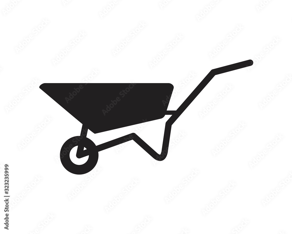 Wheelbarrow Icon template black color editable. Wheelbarrow Icon symbol Flat vector illustration for graphic and web design. Wheelbarrow Icon template black color editable. Wheelbarrow Icon symbol Flat vector illustration for graphic and web design.