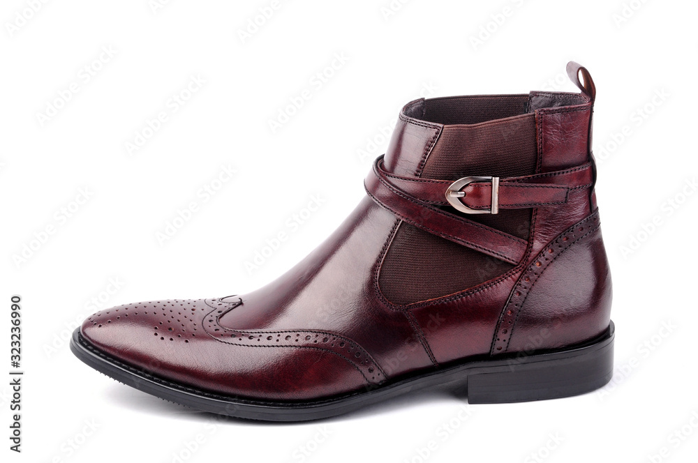 Red leather shoes with white background Red leather shoes with white background