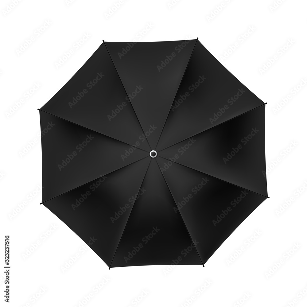 Black open umbrella on a white background, blank for design, vector. Black open umbrella on a white background, blank for design, vector.