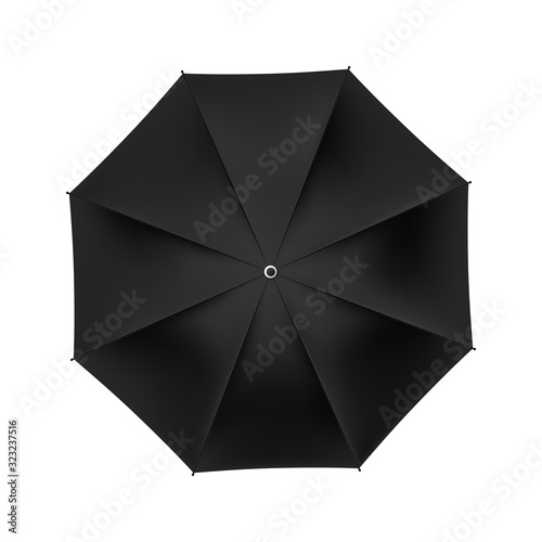 Black open umbrella on a white background, blank for design, vector.
