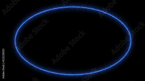 Empty e lip circle, circular frame with electric power border glowing, burning flame sign. Blank circle fire with electric power around frame lights. The best stock photo image blue electric power
