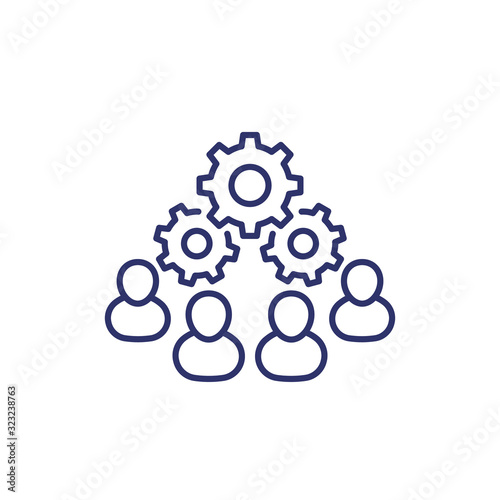 cooperation, teamwork and combined effort line icon on white