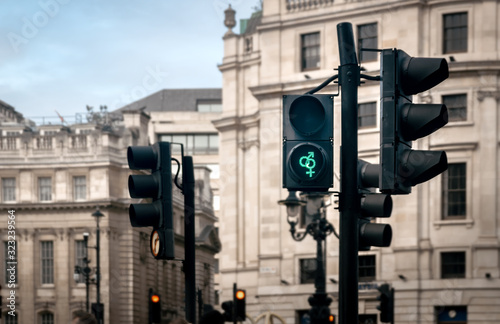 Male & Female Symbols on Traffic Lights in London, United Kingdom