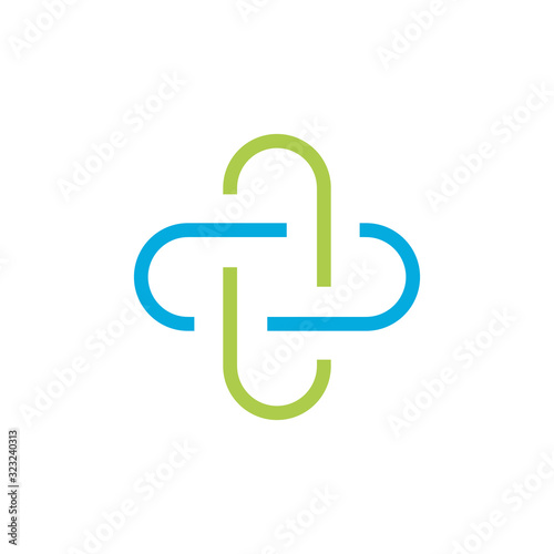Cross plus heart medical logo icon design template elements