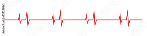 Red heartbeat icons in flat design. Vector illustration. Sign of the electrocardiogram isolated.