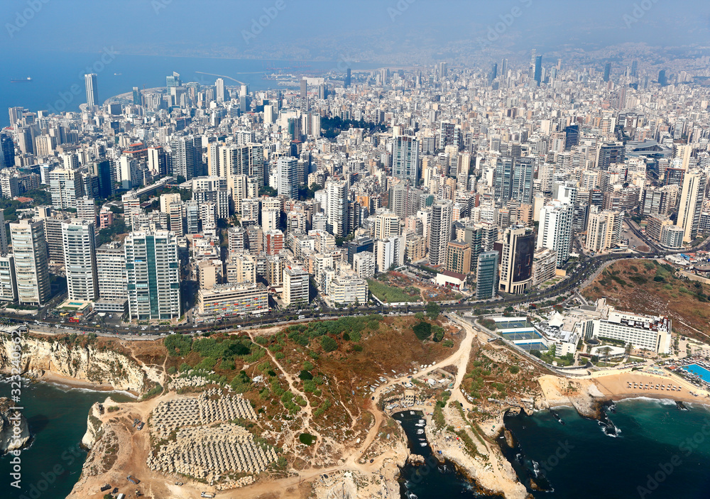 Beirut, Aerial view of the capital city at the Dalieh