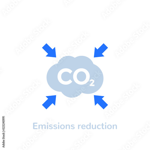 co2, carbon emissions reduction vector flat icon