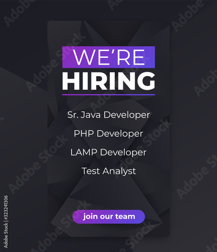 We are hiring, join our team mobile banner