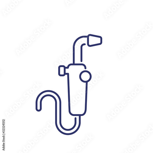 welding torch line icon on white