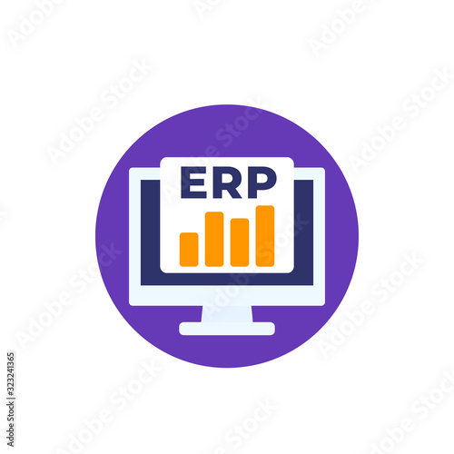 erp software icon, flat design