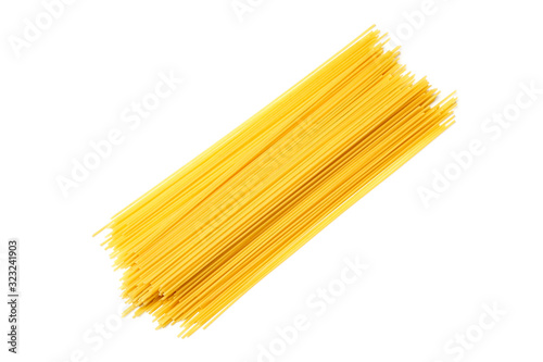 Spaghetti on isolated white background. Top view