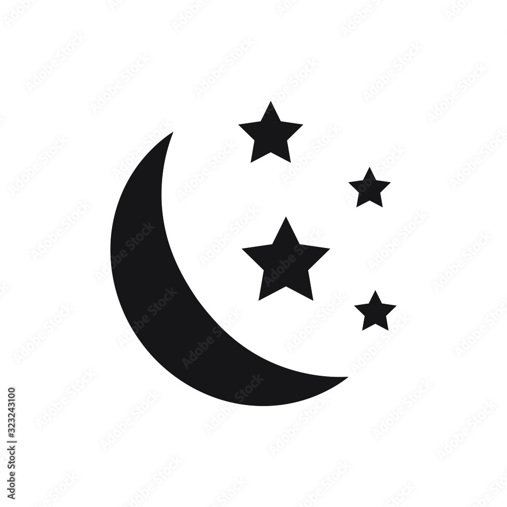 Moon with stars vector icon on background. Moon with stars vector icon on background.