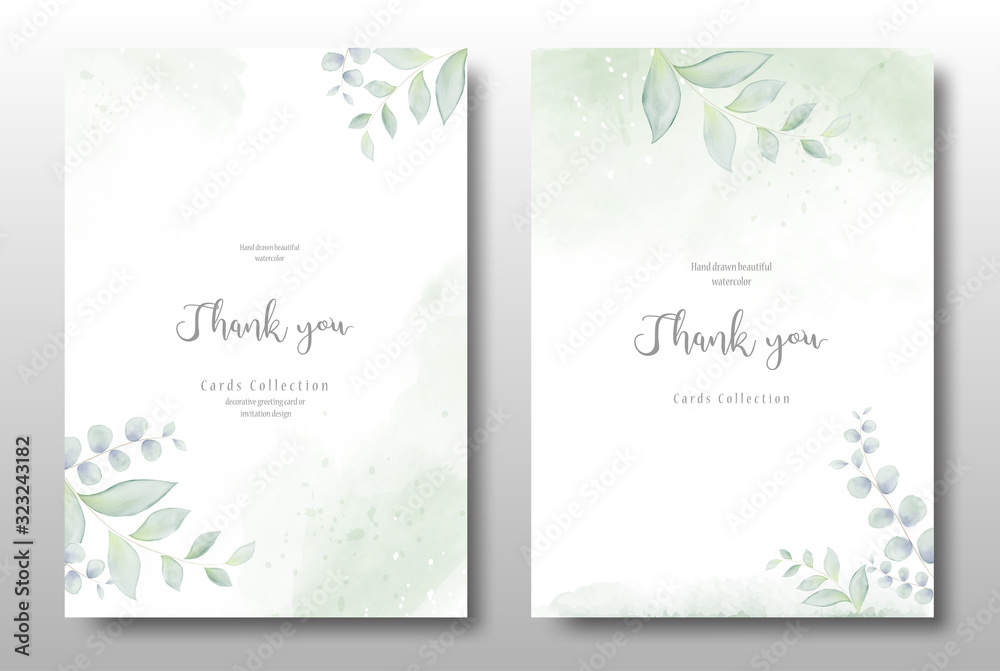 Watercolor hand painted invitation template card