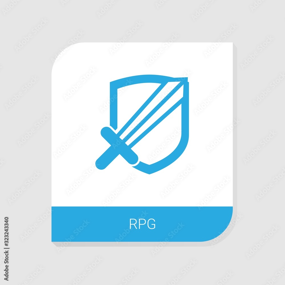 Editable filled RPG icon from Gaming icons category. Isolated vector RPG sign on white background Editable filled RPG icon from Gaming icons category. Isolated vector RPG sign on white background