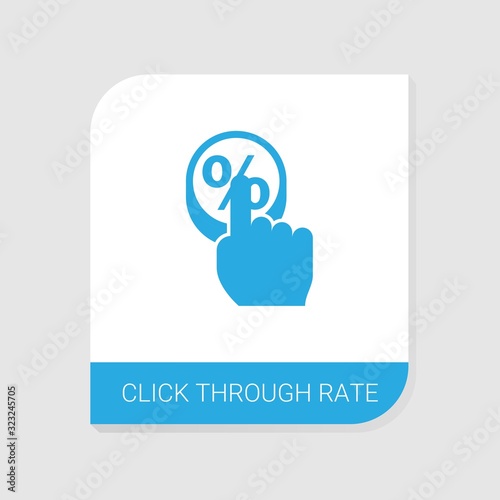 Editable filled Click Through Rate icon from Social Media Marketing icons category. Isolated vector Click Through Rate sign on white background