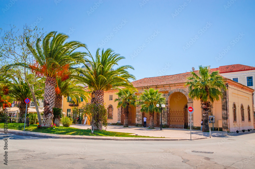 Traditional cozy greek street in city Nafplio, Greece Traditional cozy greek street in city Nafplio, Greece