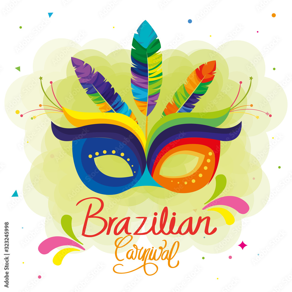 poster of carnival brazilian with mask carnival vector illustration design
