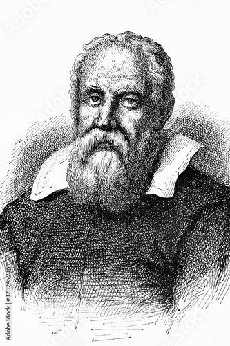 Galileo Galilei. Astronomer, physicist and engineer. 1564-1642. Antique illustration. 1883.