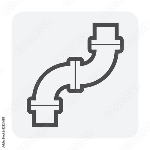 Pipe vector icon. Made from steel or metal connection by flange fitting fixing by screw and bolt. Part for pipeline construction to transport oil and gas in industry, water in plumbing and irrigation.