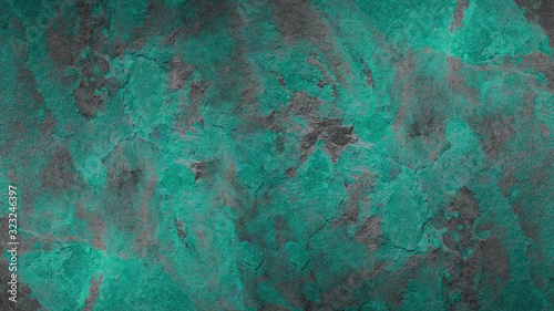 Turquoise aquamarine black gray rustic abstract painted exfoliated concrete stone wall texture background