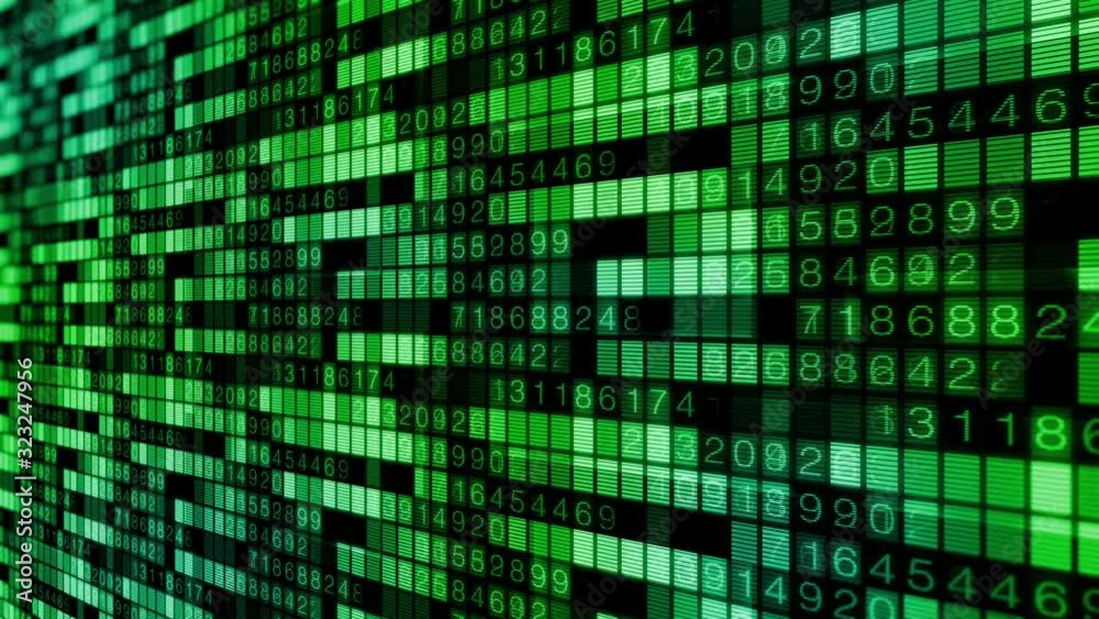 Digital background Number Loop green Digital background Number Loop green