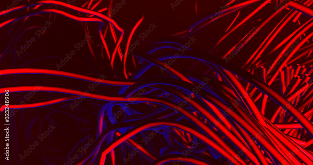 Obraz premium 3d render with red blinking light on wires