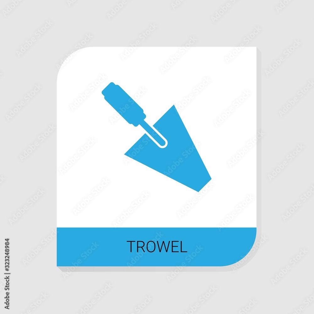 Editable filled trowel icon from Construction icons category. Isolated vector trowel sign on white background Editable filled trowel icon from Construction icons category. Isolated vector trowel sign on white background