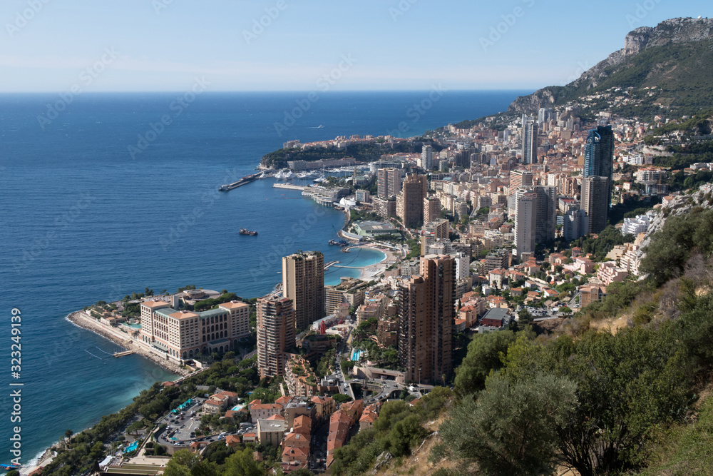 Fototapeta premium MONTE CARLO,MONACO - SEPTEMBER 12, 2017: A panoramic view of the principality Monaco 