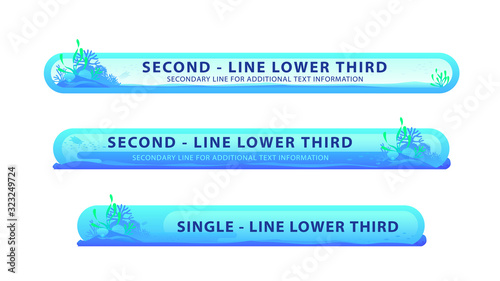 Vector  lower third or television news bar design template with corals theme isolated on white background
