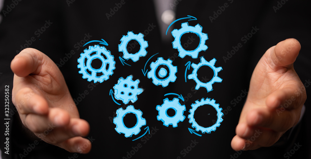 Business, Internet and technology concept. Business select gear icon on virtual screen. Business, Internet and technology concept. Business select gear icon on virtual screen.
