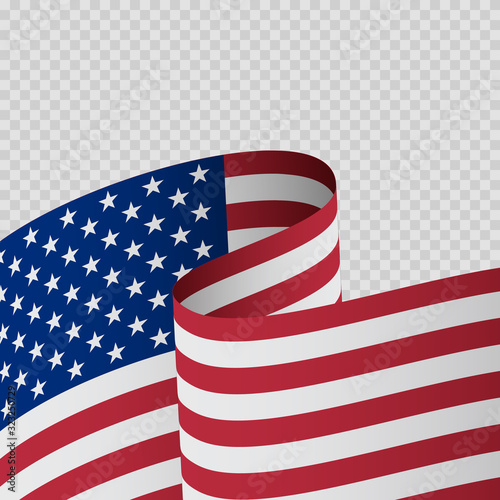 Waving flag the United States of America. Wavy American Flag for Independence, presidents, memorial, Veterans, Labor Day. American flag for Holiday background