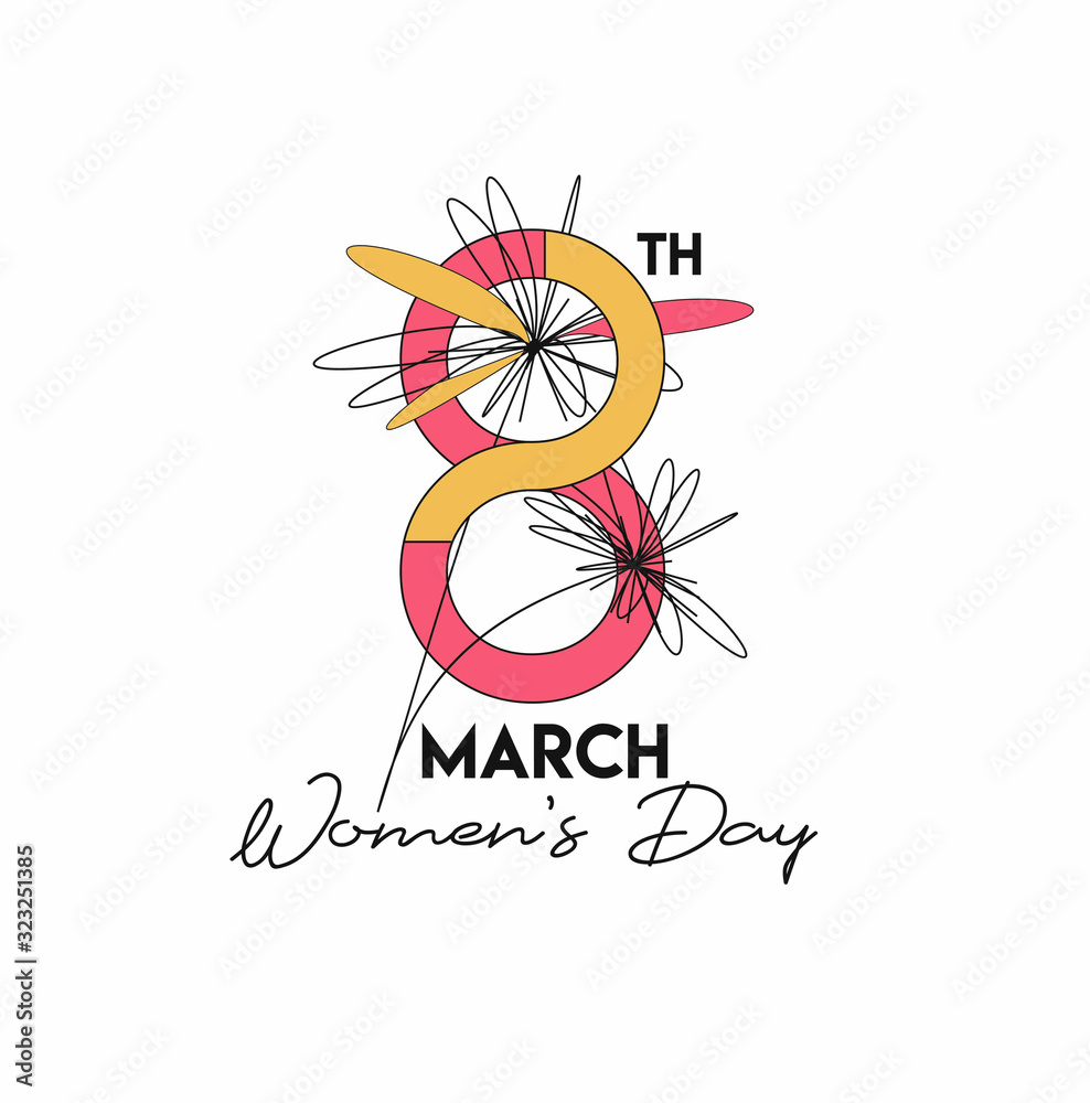 8 march Happy Women's Day Stylish Typography Text. Vector Illustration 8 march Happy Women's Day Stylish Typography Text. Vector Illustration