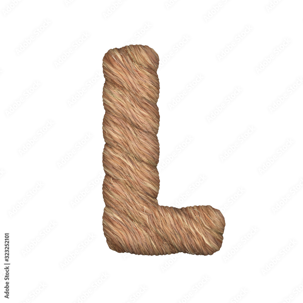 Letter stylized in the form of a rope - 3D render Letter stylized in the form of a rope - 3D render
