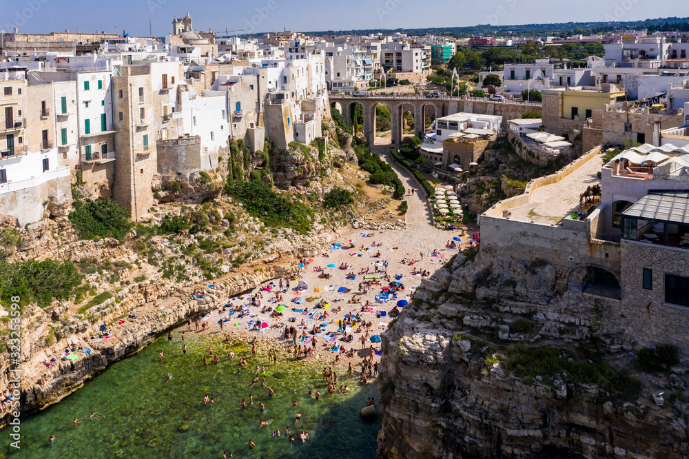 Aerial view Polignano a Mare, Puglia, Southern Italy, Italy, Europe