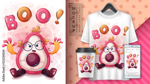 Cute avocado poster and merchandising