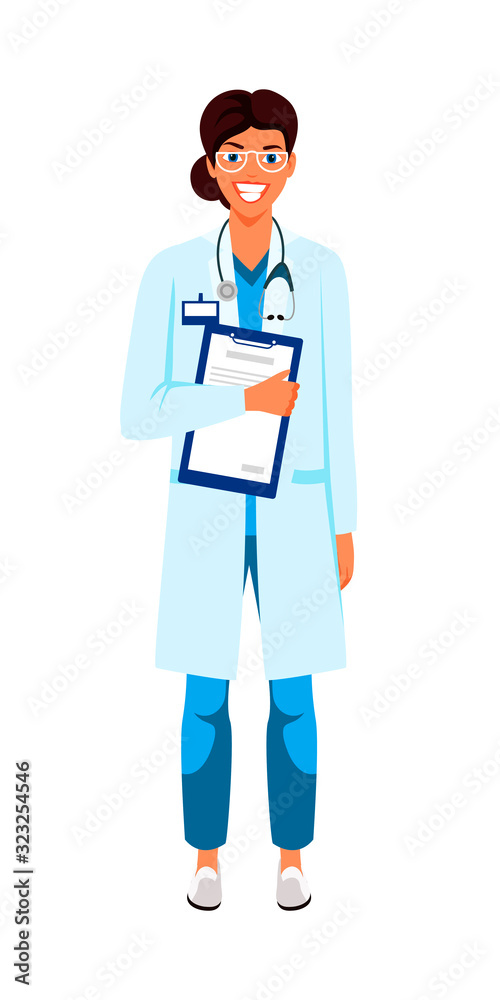 Female doctor flat vector character