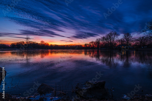 sunset over the lake