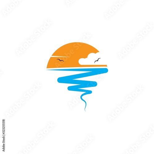 wave sun logo icon vector illustration design