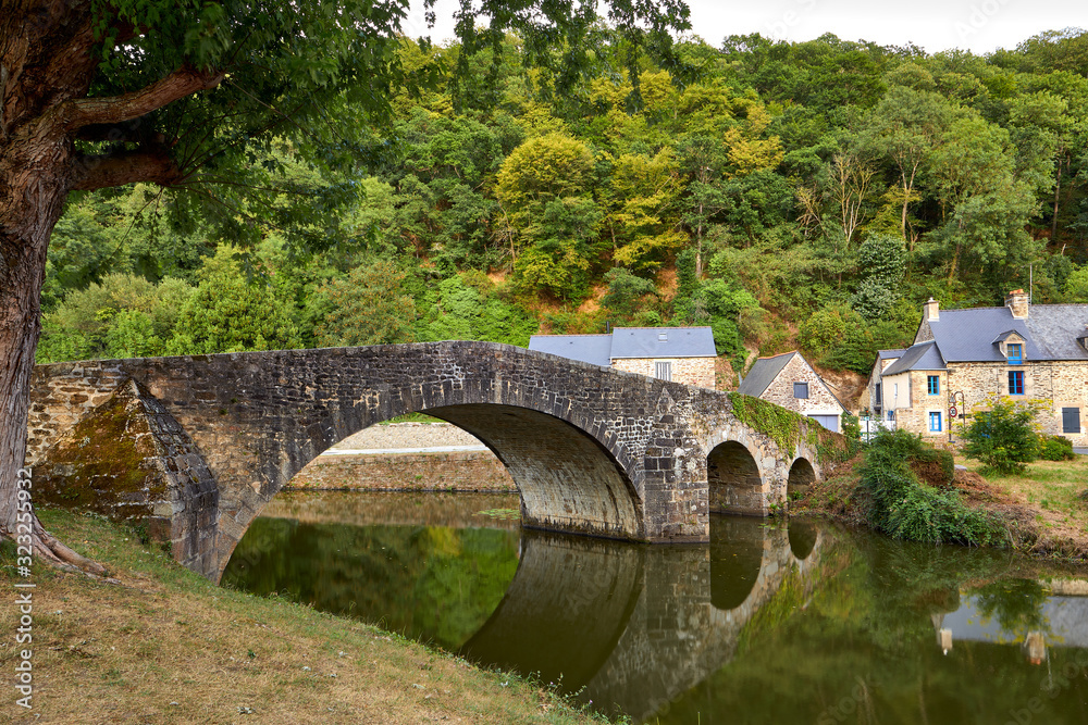 Image of stone bridge at Lehon, Brittany, France