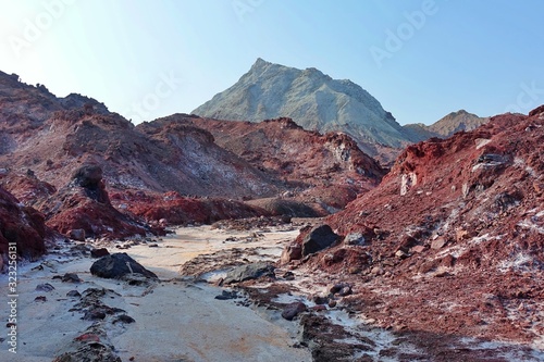 Mountains of Hormuz with incredibly paradisaical Colors on the Iranian island of Hormuz
