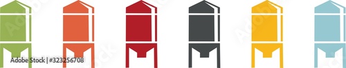 Coloured icons of grain silos for agriculture photo