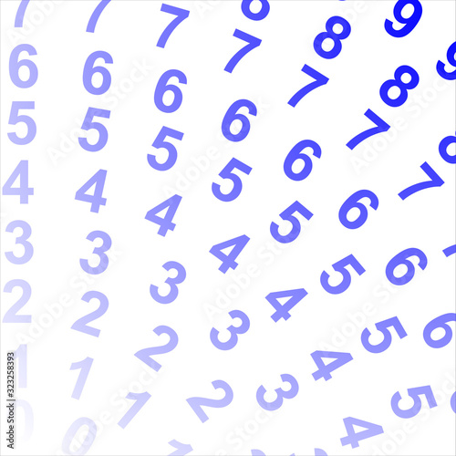 Circle sector consisting of numbers isolated on white background.