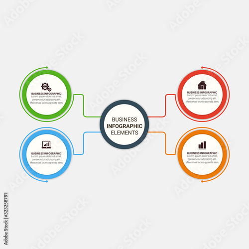 Business infographic template. Colorful elements with numbers 3, 4, 5, 6 options or steps. Vector illustration graphic design.