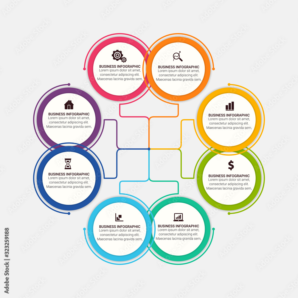 Business infographic template. Colorful elements with numbers 3, 4, 5, 6 options or steps. Vector illustration graphic design. Business infographic template. Colorful elements with numbers 3, 4, 5, 6 options or steps. Vector illustration graphic design.
