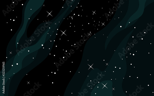Vector space background . Cute flat style template with Stars in Outer space