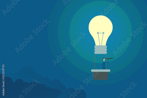 vector business finance. Successful vision concept with  icon of businessman and telescope, Symbol leadership, strategy, mission, objectives