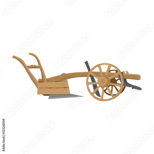 Old primitive plow tool vector drawing