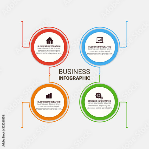 Presentation Template design. Business data graphs. Vector financial and marketing charts.