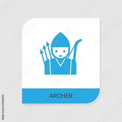 Editable filled archer icon from Gaming icons category. Isolated vector archer sign on white background